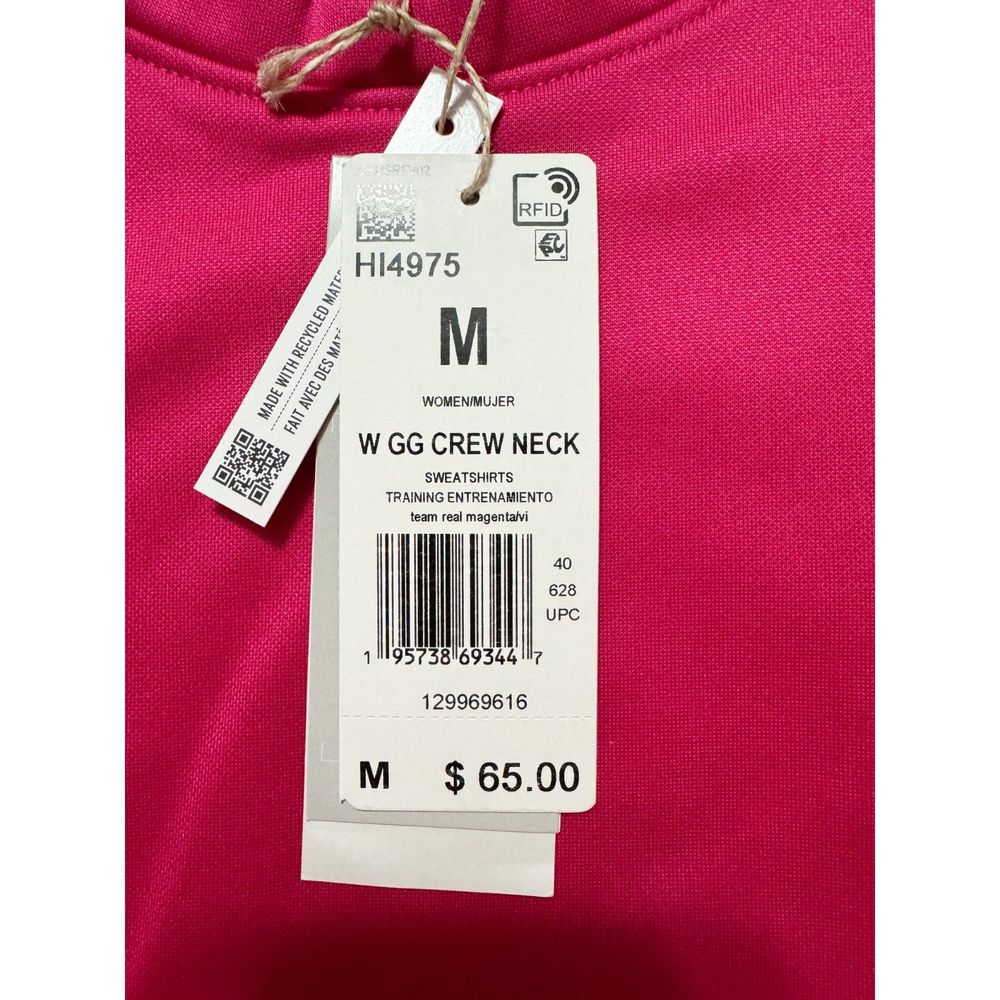 Adidas NWT Sz M Magenta Vivid Red Women's Aeroready Crew Neck Sweater - Picture 8 of 13